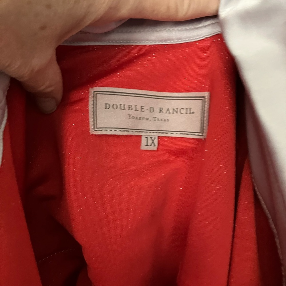 Double D Ranch Red and Blue Western Blouse - Picture 3 of 5